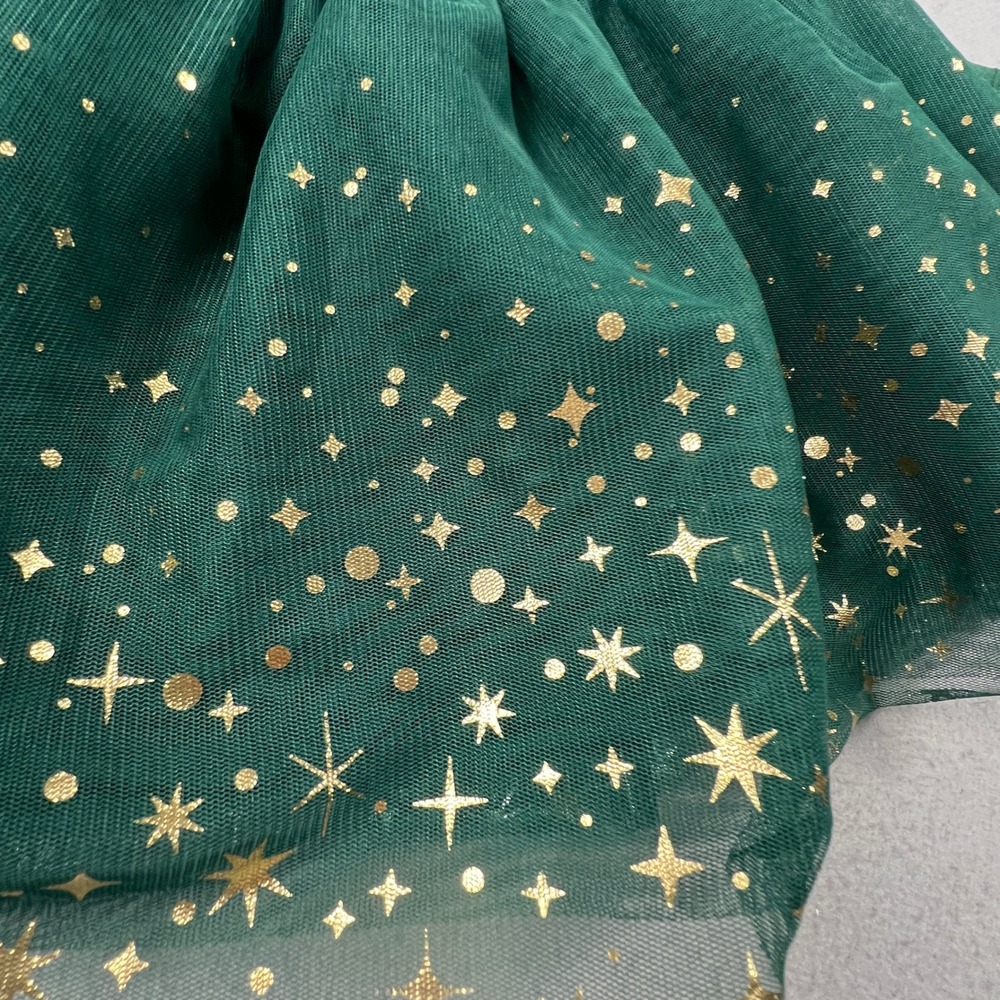 Hanna Andersson Tulle Dress Kids 12-18M Green Gold Star Holiday Party FWH24 - Picture 8 of 10